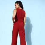 Women Maroon Wrap Detail Jumpsuit